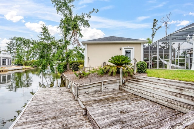 561 Sevilla Spring Cir, Lake Park, GA 31636 - dock area featuring glass enclosure and a water view