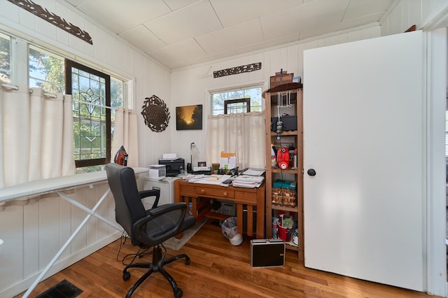 office space featuring hardwood / wood-style flooring