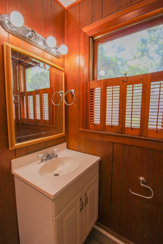 1115 Albert Rd, Valdosta, GA 31601 - bathroom with vanity and wood walls