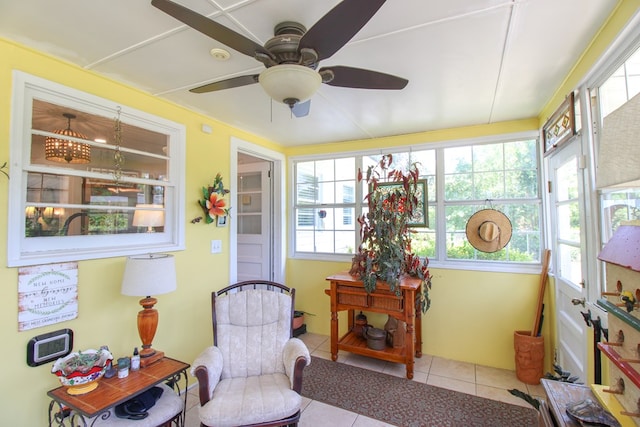 sunroom with tile patterned floors