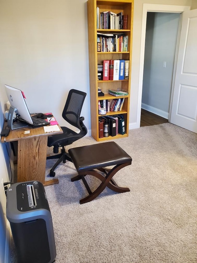 view of carpeted home office