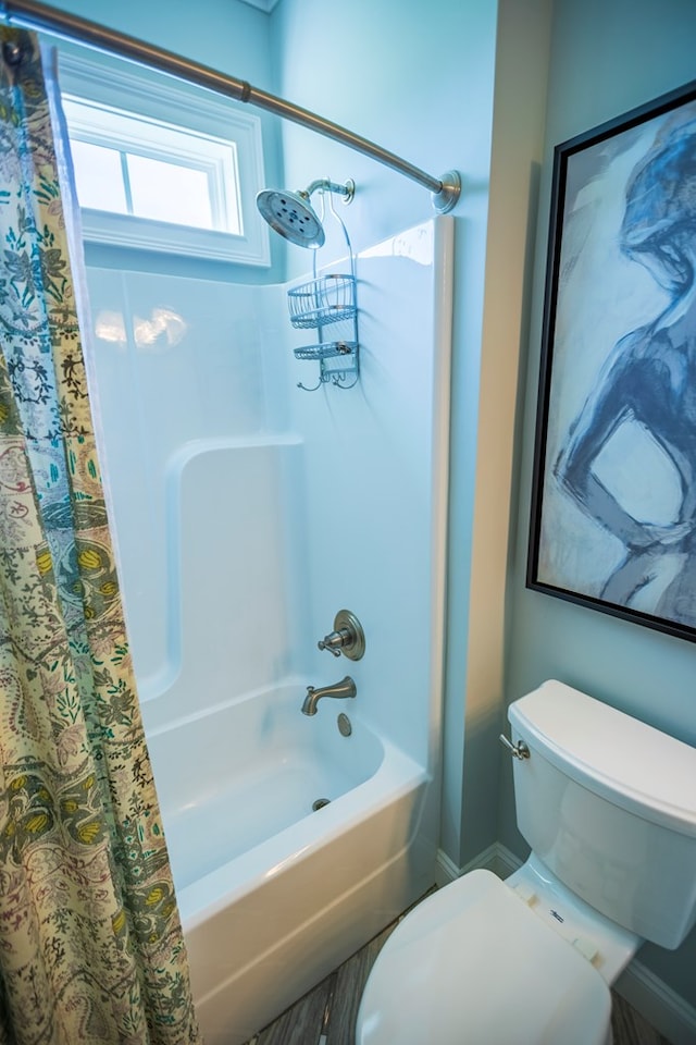5643 Timberwind Cir, Lake Park, GA 31636 - bathroom with toilet and shower / bath combination with curtain