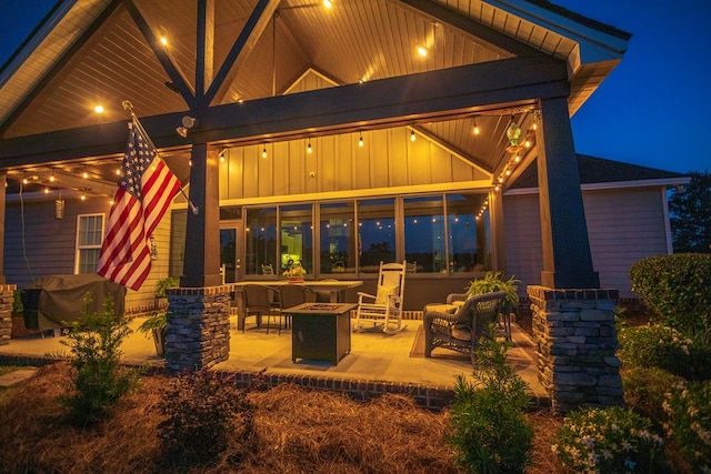 5643 Timberwind Cir, Lake Park, GA 31636 - patio at twilight featuring an outdoor living space