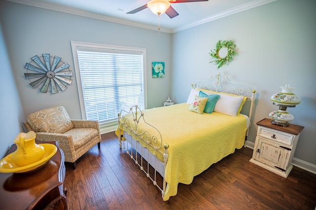 5643 Timberwind Cir, Lake Park, GA 31636 - bedroom featuring crown molding, wood finished floors, baseboards, and ceiling fan