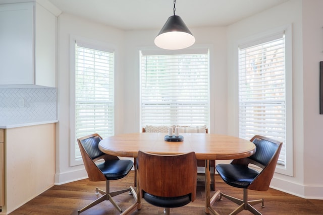 dining room with baseboards and wood finished floors