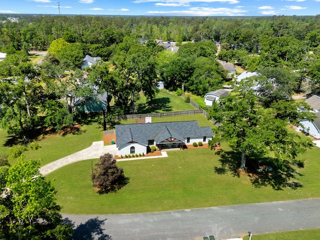 drone / aerial view with a forest view