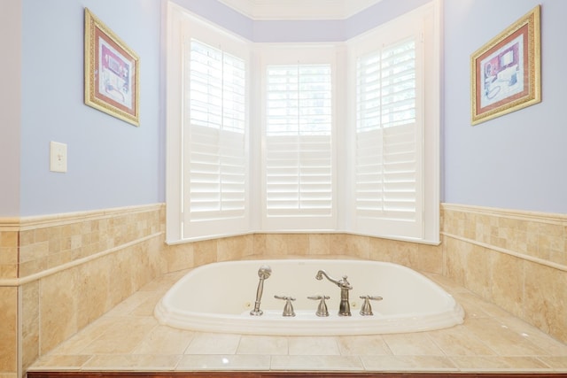 bathroom featuring a garden tub