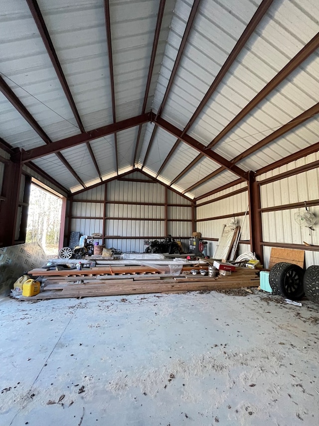 garage featuring metal wall