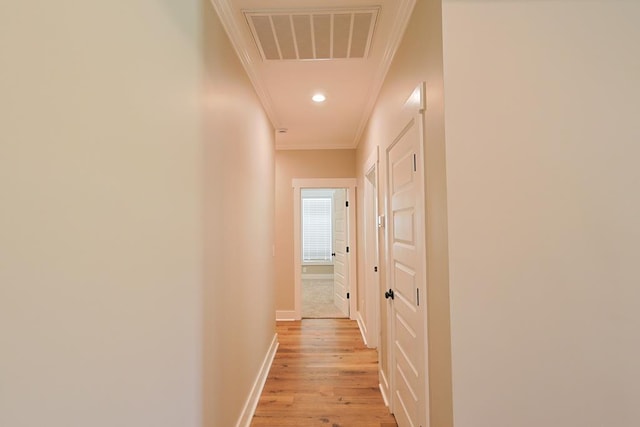 2830 Loch Laurel Rd, Valdosta, GA 31601 - corridor with crown molding, baseboards, light wood-style flooring, and recessed lighting
