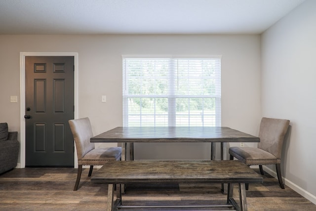 dining area featuring dark hardwood / wood-style flooring