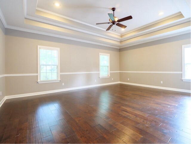 4311 Mossy Creek Rd, Valdosta, GA 31602 - empty room featuring a raised ceiling, healthy amount of natural light, ornamental molding, and ceiling fan