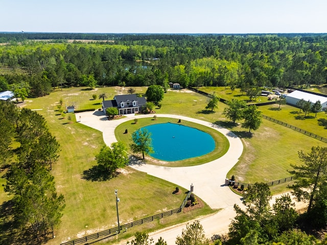 drone / aerial view with a forest view