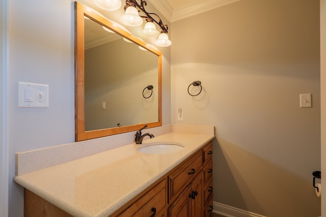 bathroom featuring vanity and crown molding
