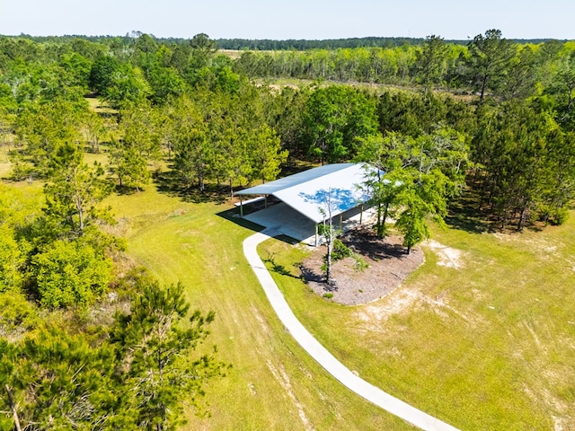 drone / aerial view with a forest view