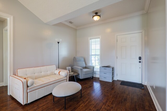 2783 Rabbit Ridge Run, Valdosta, GA 31605 - living room featuring dark wood-type flooring and ornamental molding