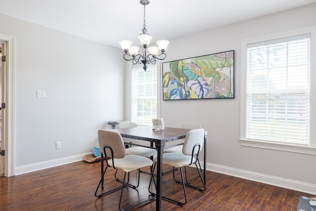 2783 Rabbit Ridge Run, Valdosta, GA 31605 - dining space with a chandelier, dark wood-style floors, and plenty of natural light