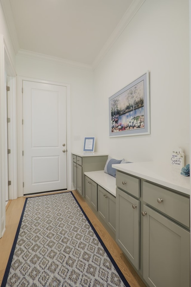 3870 Timber Ridge Rd, Valdosta, GA 31601 - corridor featuring ornamental molding and light wood-type flooring