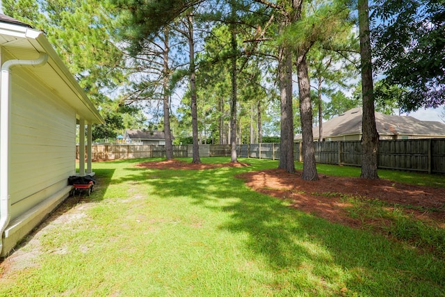 view of yard featuring a fenced backyard