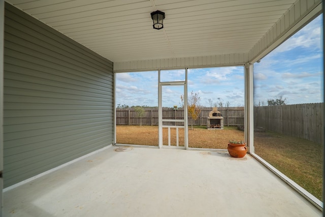 view of unfurnished sunroom