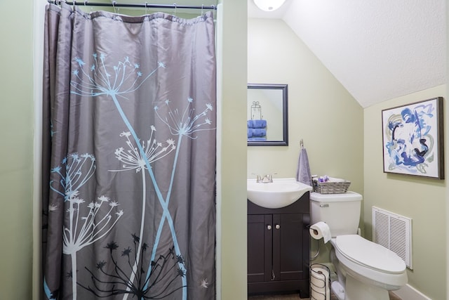 203 Murray Mccranie Rd, Norman Park, GA 31771 - full bath featuring vaulted ceiling, vanity, and a shower with curtain