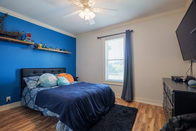 203 Murray Mccranie Rd, Norman Park, GA 31771 - bedroom featuring ornamental molding, light wood-style floors, and a ceiling fan