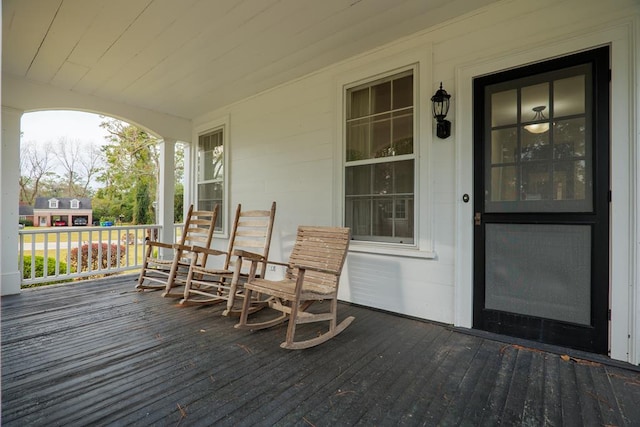 deck featuring covered porch