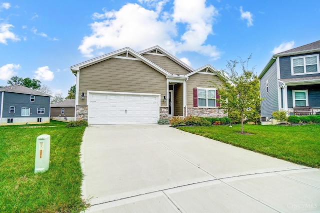 61 Goldfish Ln, Pierce Twp, OH 45102 - craftsman house with stone siding, driveway, and a front lawn