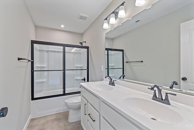 1658 Whitewater Trails Blvd, Harrison, OH 45030 - full bathroom with toilet, enclosed tub / shower combo, double vanity, and baseboards