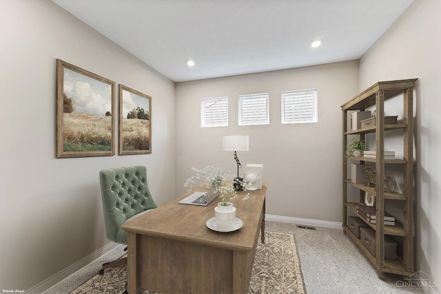4517 Renaissance Park Dr, Middletown, OH 45005 - office area featuring baseboards, light carpet, and recessed lighting