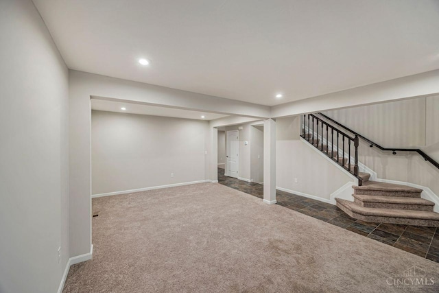 1295 Eagle Blvd, Hamilton Twp, OH 45039 - finished basement with stairs, carpet floors, baseboards, and recessed lighting
