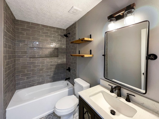 1789 Greentree Meadows Dr, Turtle Creek Twp, OH 45036 - bathroom featuring a textured ceiling, shower / bathing tub combination, vanity, and toilet