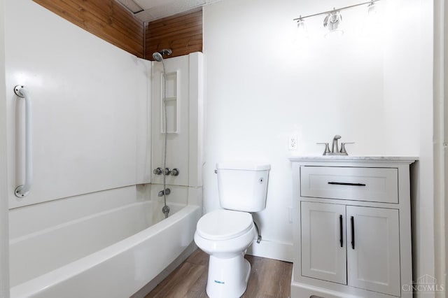 6114 Reily Millville Rd, Reily Twp, OH 45056 - full bathroom with vanity, toilet, shower / bathtub combination, and wood finished floors