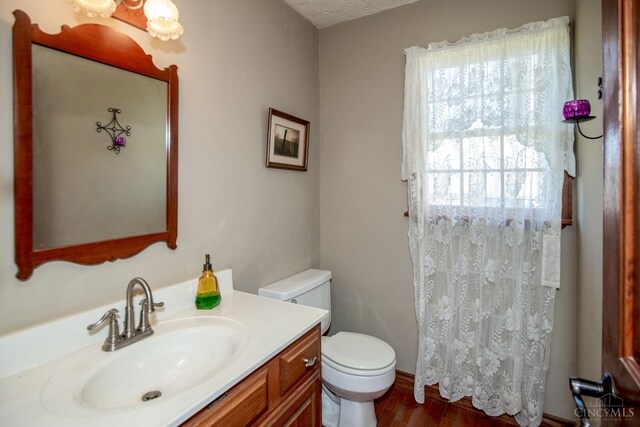 343 Whiteoak Dr, Wilmington, OH 45177 - bathroom with vanity, toilet, wood finished floors, and a shower with curtain