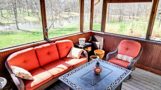 343 Whiteoak Dr, Wilmington, OH 45177 - sunroom / solarium with a water view and outdoor lounge area