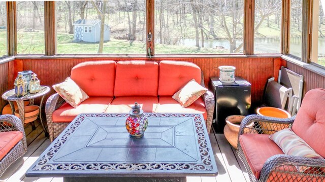 343 Whiteoak Dr, Wilmington, OH 45177 - sunroom / solarium with wooden walls and a deck