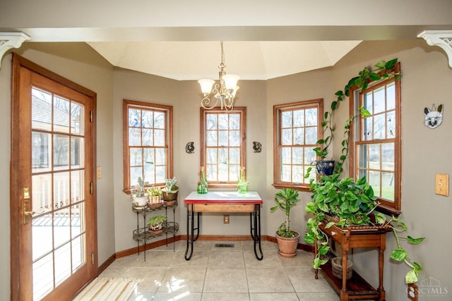 343 Whiteoak Dr, Wilmington, OH 45177 - entryway with a chandelier, baseboards, and light tile patterned flooring
