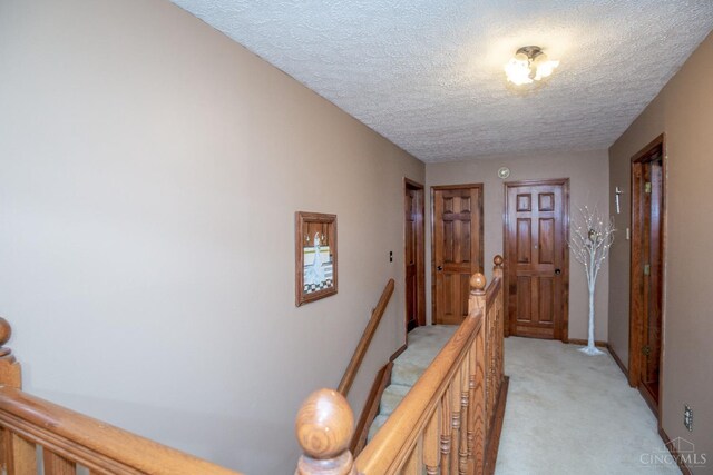 343 Whiteoak Dr, Wilmington, OH 45177 - corridor with an upstairs landing, light carpet, and a textured ceiling