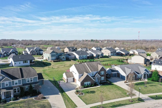 aerial view with a residential view