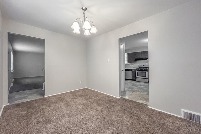 3236 Deborah Ln, Green Twp, OH 45239 - empty room with a chandelier, light colored carpet, and visible vents