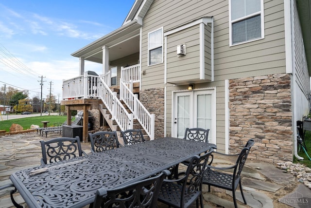 1113 Clover Field Dr, Miami Twp, OH 45140 - view of patio featuring outdoor dining space and stairs