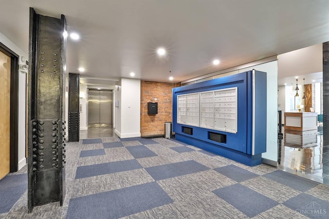 community lobby with recessed lighting
