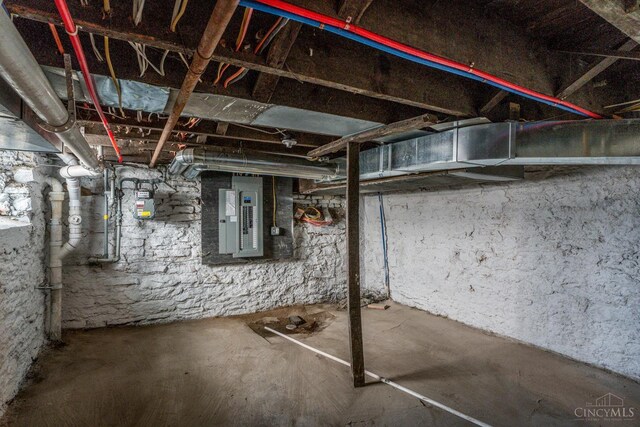 1318 Knowlton St, Cincinnati, OH 45223 - unfinished basement featuring electric panel