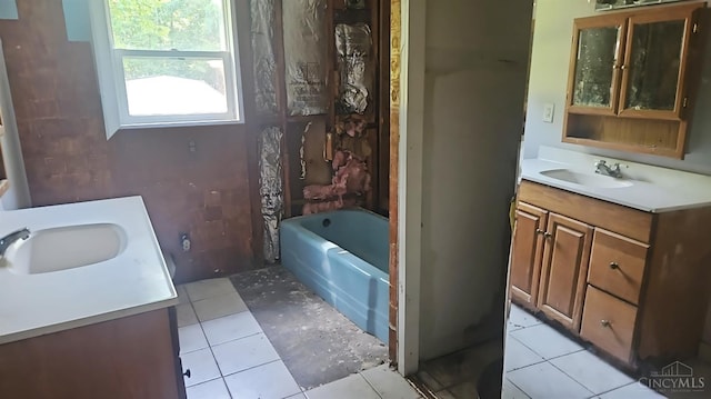 1847 Carnes Rd, Monroe Twp, OH 45157 - bathroom with vanity, tile patterned floors, and shower / bath combo