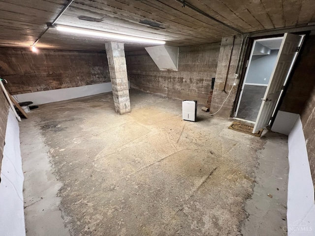 view of unfinished below grade area