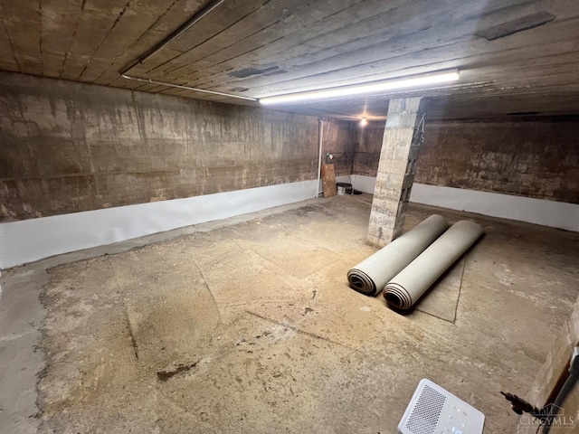 view of unfinished basement