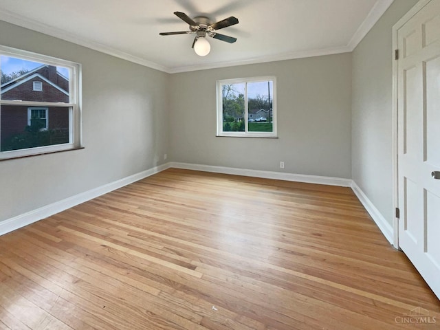 7046 Beechmont Ave, Anderson Twp, OH 45230 - unfurnished bedroom featuring light wood-style flooring, ornamental molding, baseboards, and a ceiling fan