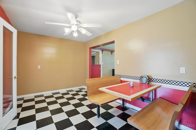 413 N Marshall Rd, Middletown, OH 45042 - living area with tile patterned floors, a ceiling fan, and baseboards