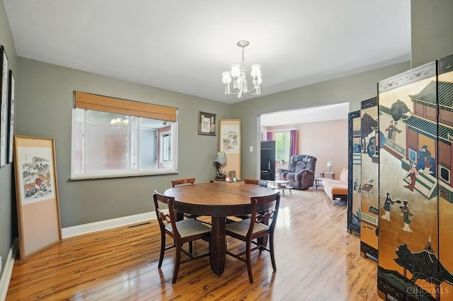 413 N Marshall Rd, Middletown, OH 45042 - dining space featuring a chandelier, light wood-type flooring, and baseboards