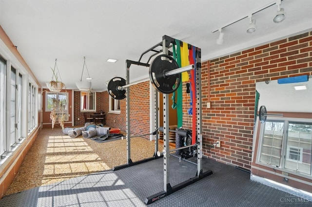 413 N Marshall Rd, Middletown, OH 45042 - workout area with brick wall and plenty of natural light