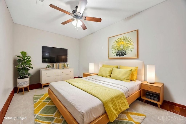 4092 Snowhill Rd, Perry Twp, OH 45118 - bedroom featuring a ceiling fan, baseboards, and tile patterned flooring